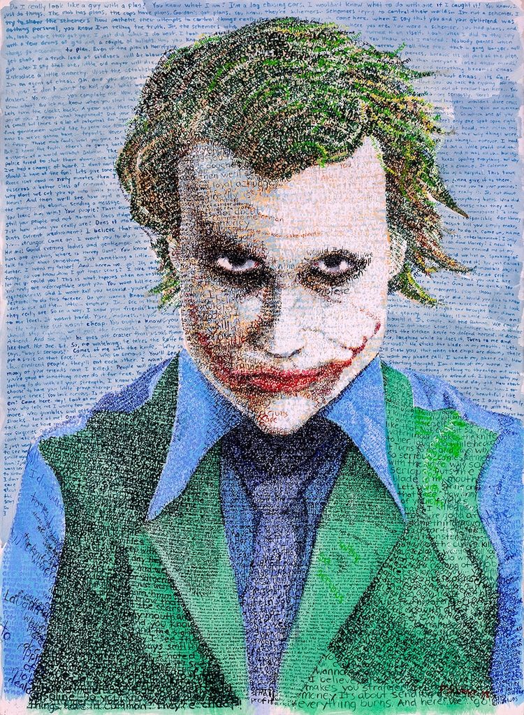 Artist Creates Detailed Portraits Entirely Out of Handwritten Text