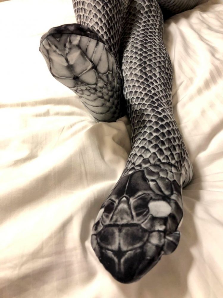 snake print thigh highs