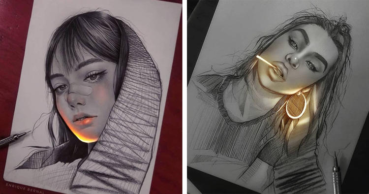 pic Glow Effect Angel Ganev Drawings glowing pencil drawings of enrique bernal